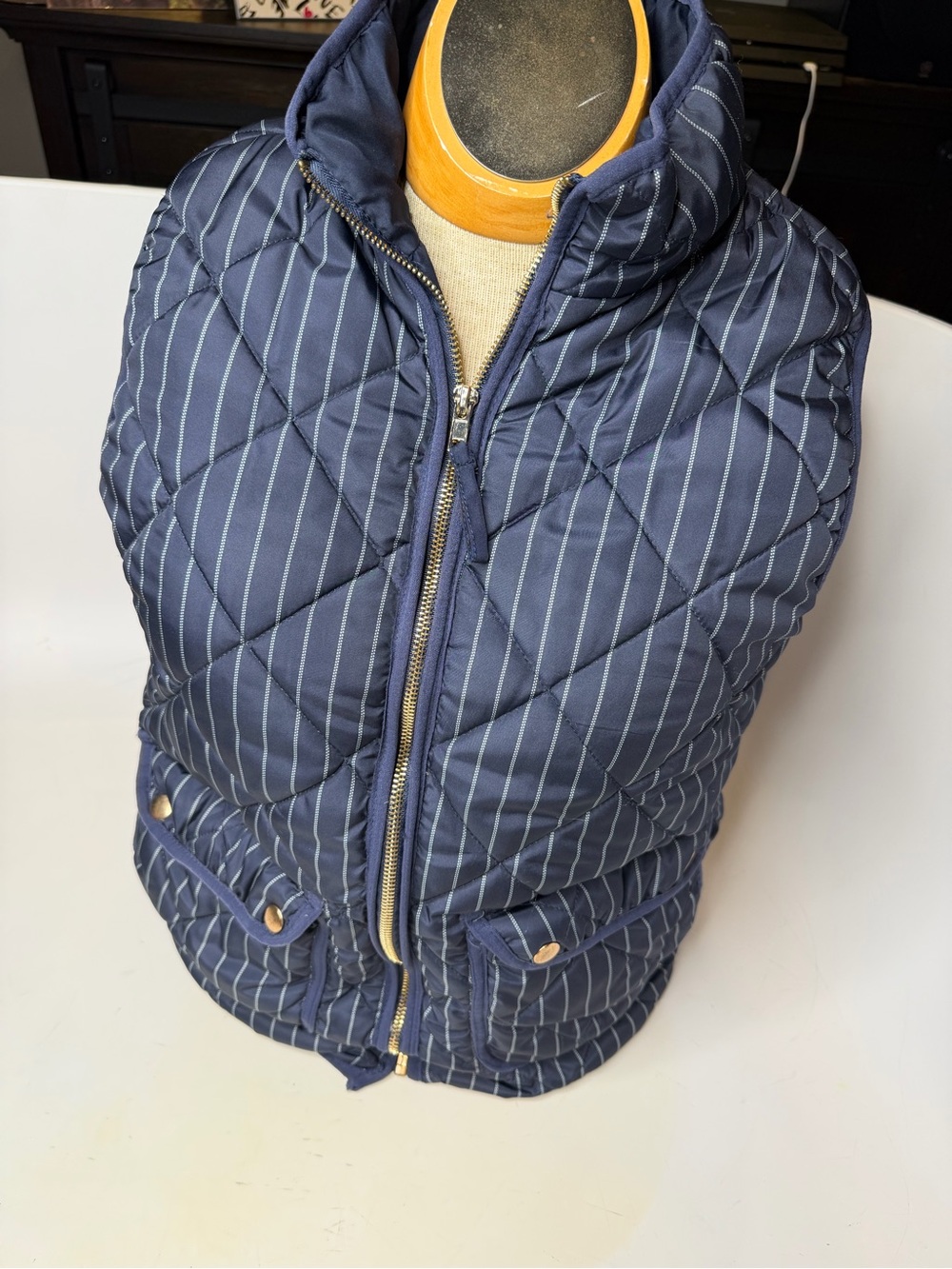 Thread & Supply Navy Pinstripe Quilted Puffer Vest for Kids
